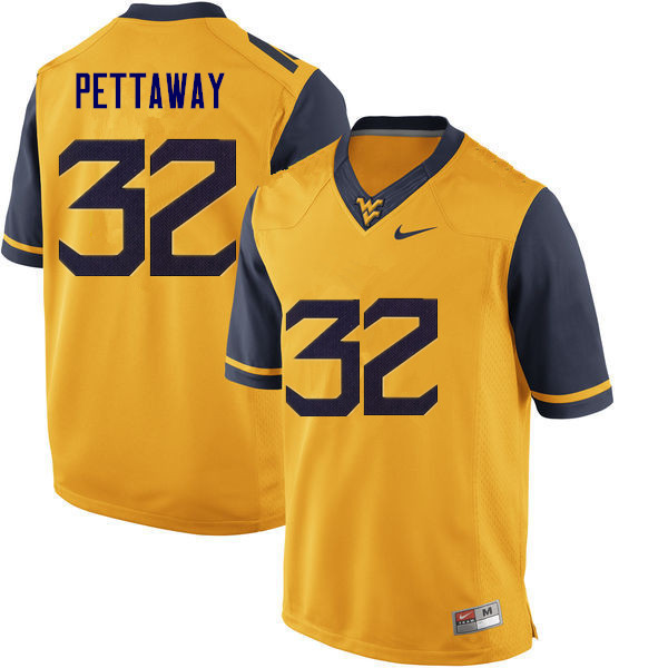 NCAA Men's Martell Pettaway West Virginia Mountaineers Gold #32 Nike Stitched Football College Authentic Jersey EP23O52SJ
